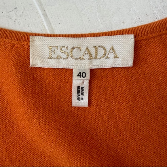 Escada Vibrant Orange Sweater with Sequins Top with matching Paisley Pants - Picture 3 of 12